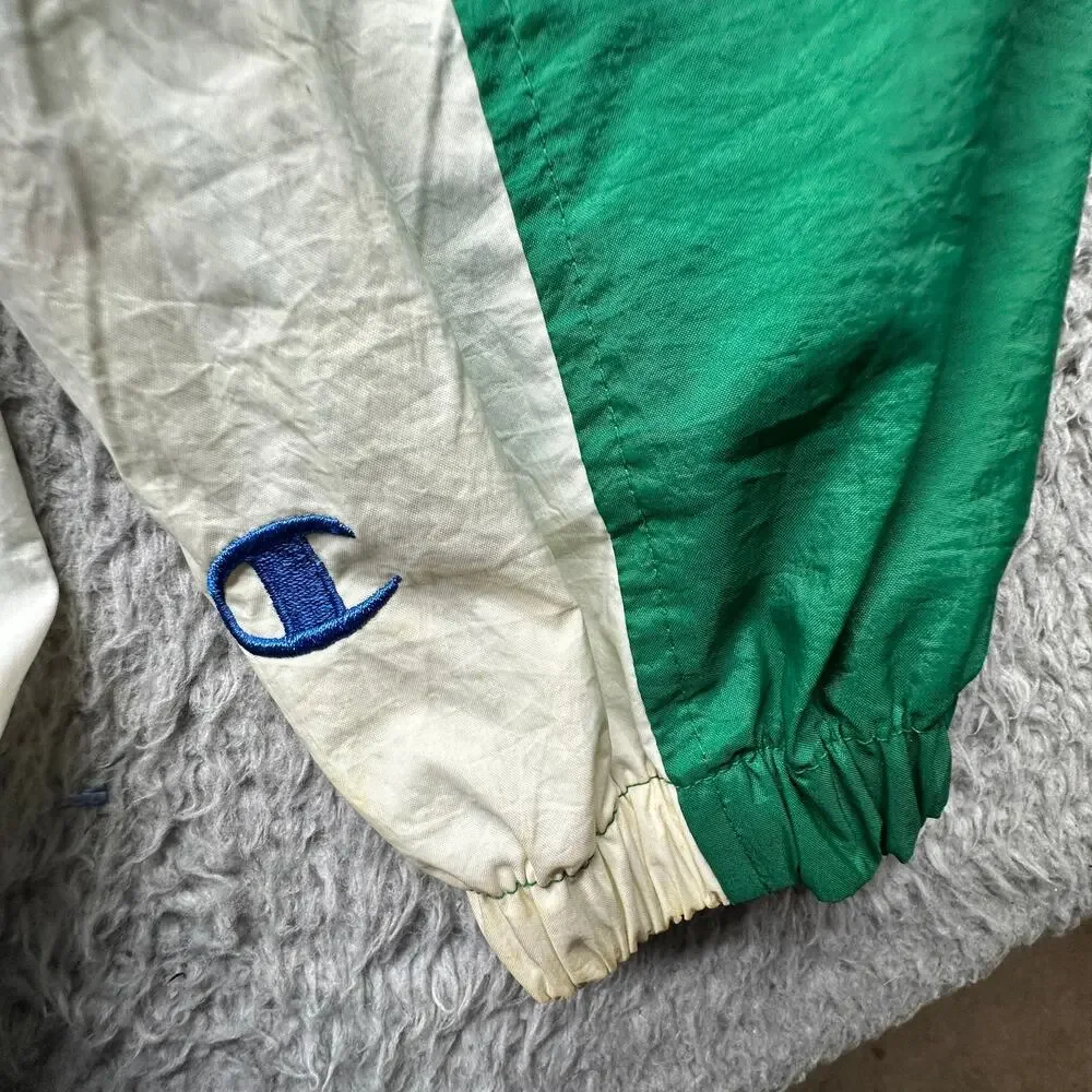 Vintage 90s Champion Blue Green Windbreaker Jacket Mens XL Retro Full Zip Nylon